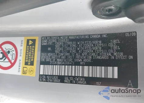 2010 Lexus Rx 350 from USA, damaged, VIN 2T2ZK1BA5AC006473